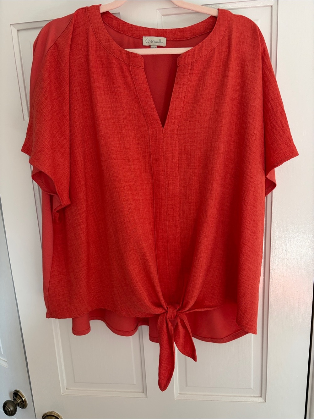 Chenault Red Tie-Front Tunic Top